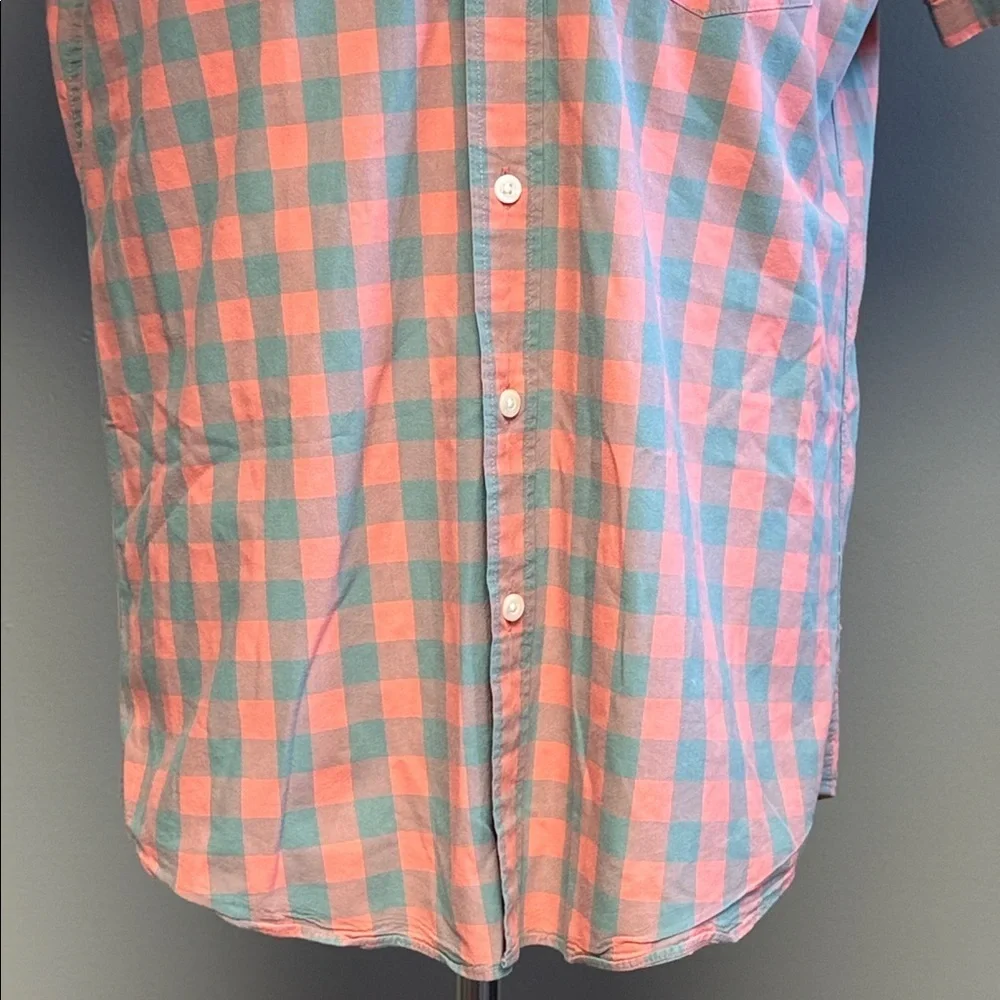 J.Crew Slim Fit Red Blue Check Short Sleeve Button Shirt L